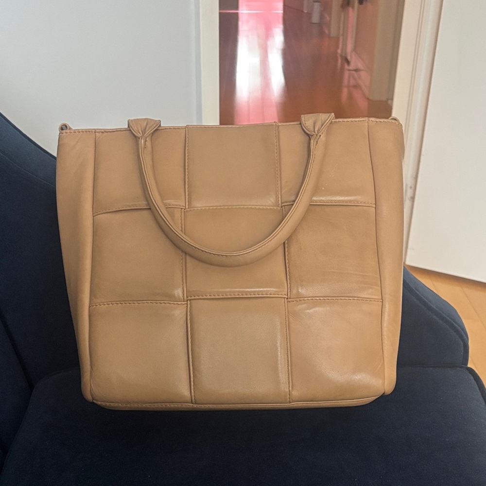 100% Leather Quilted Tote Bag